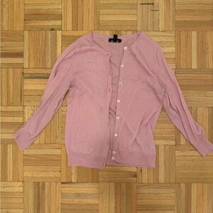 J. Crew Cashmere Light Pink Button-Front Cardigan